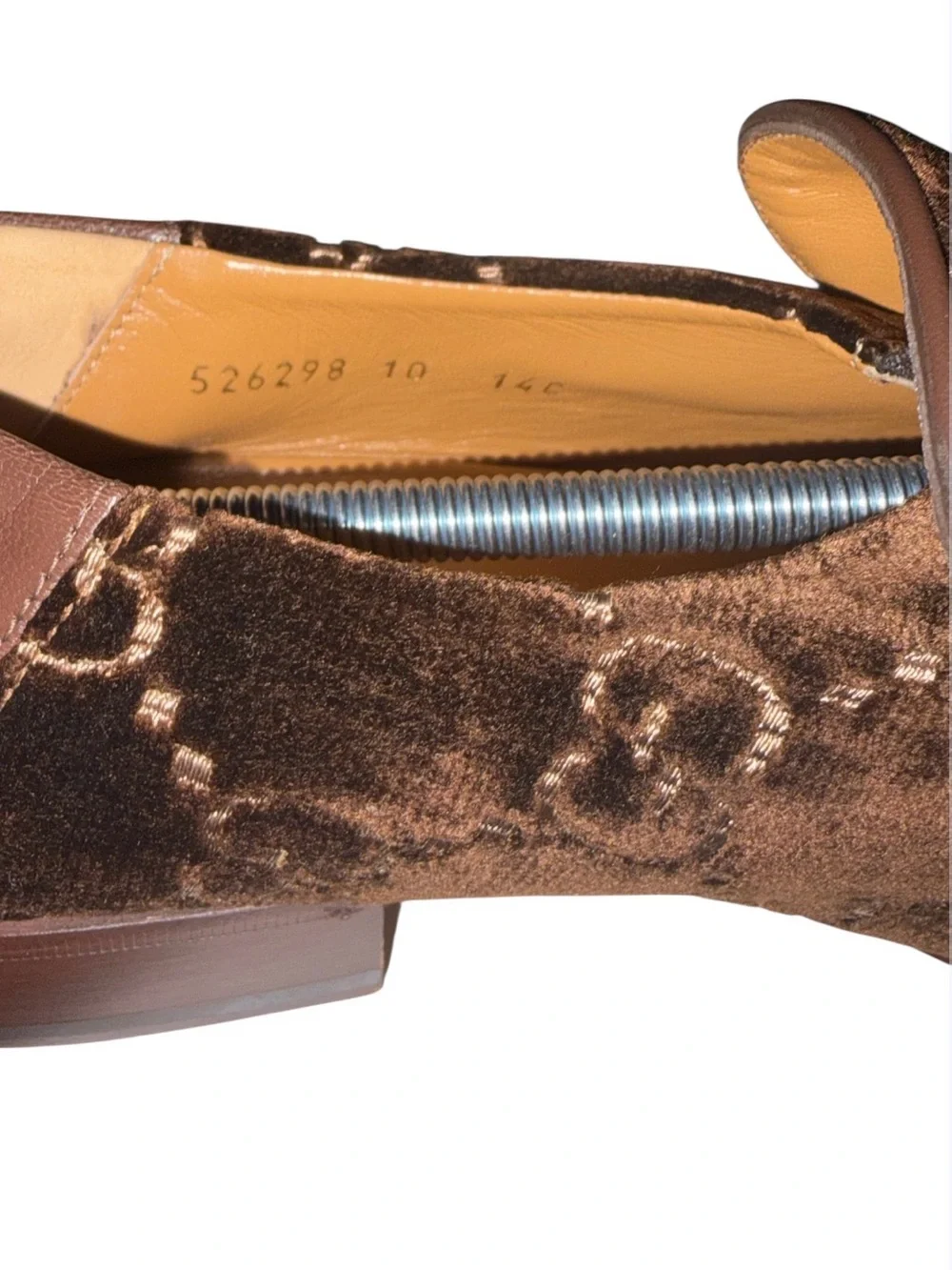 Gucci Brown Velvet Horsebit Slip-On Loafers size 10